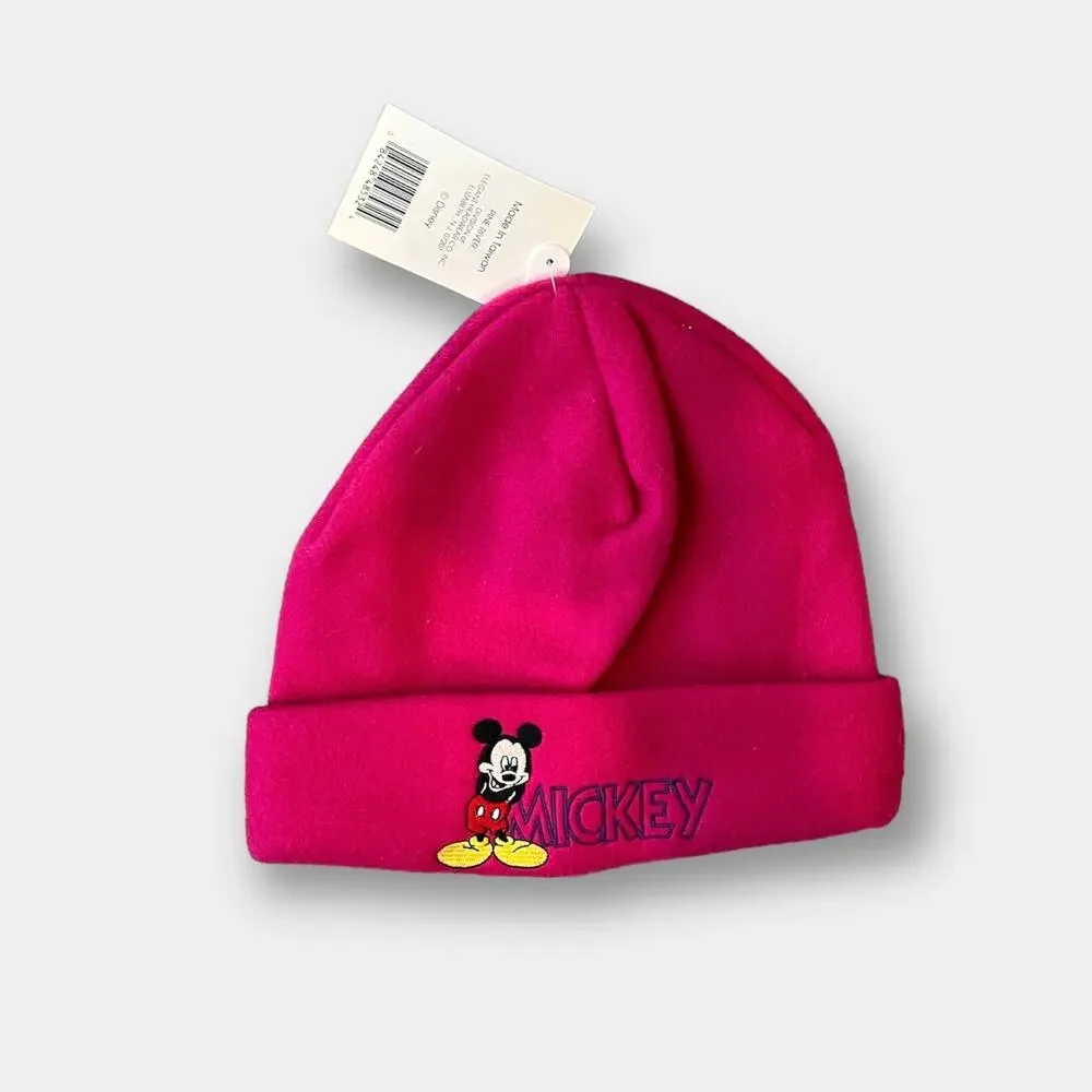 Vintage Mickey For Kids Pink Fleece Hat NWT
